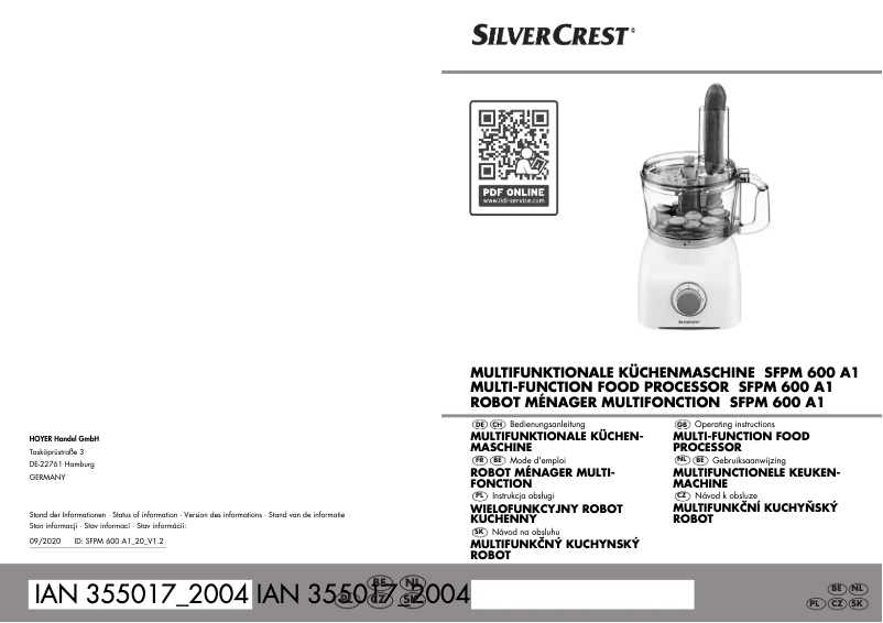 Page 1 de la notice Manuel utilisateur SilverCrest SKMM 1000 A2