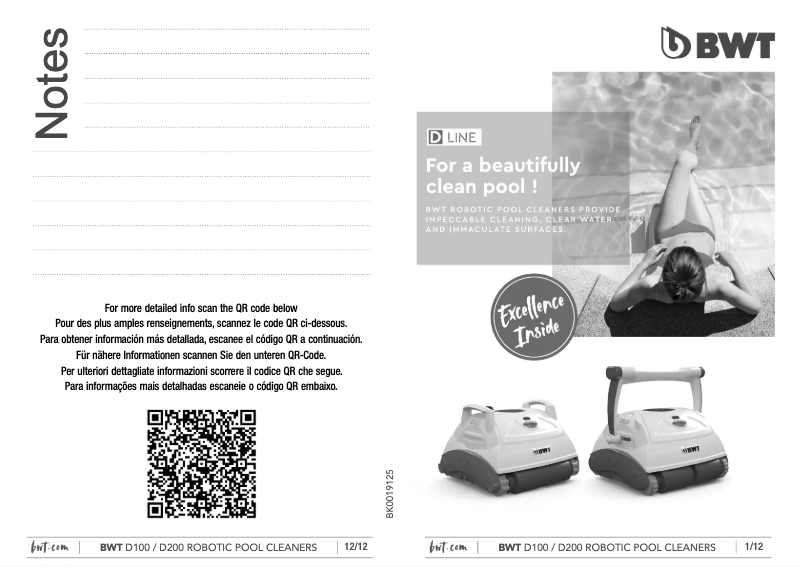 Page 1 de la notice Manuel utilisateur BWT D100