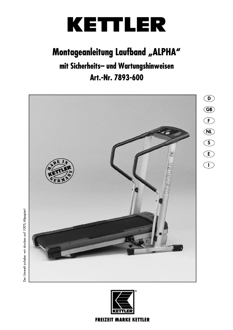 Page 1 de la notice Manuel utilisateur Kettler ALPHA