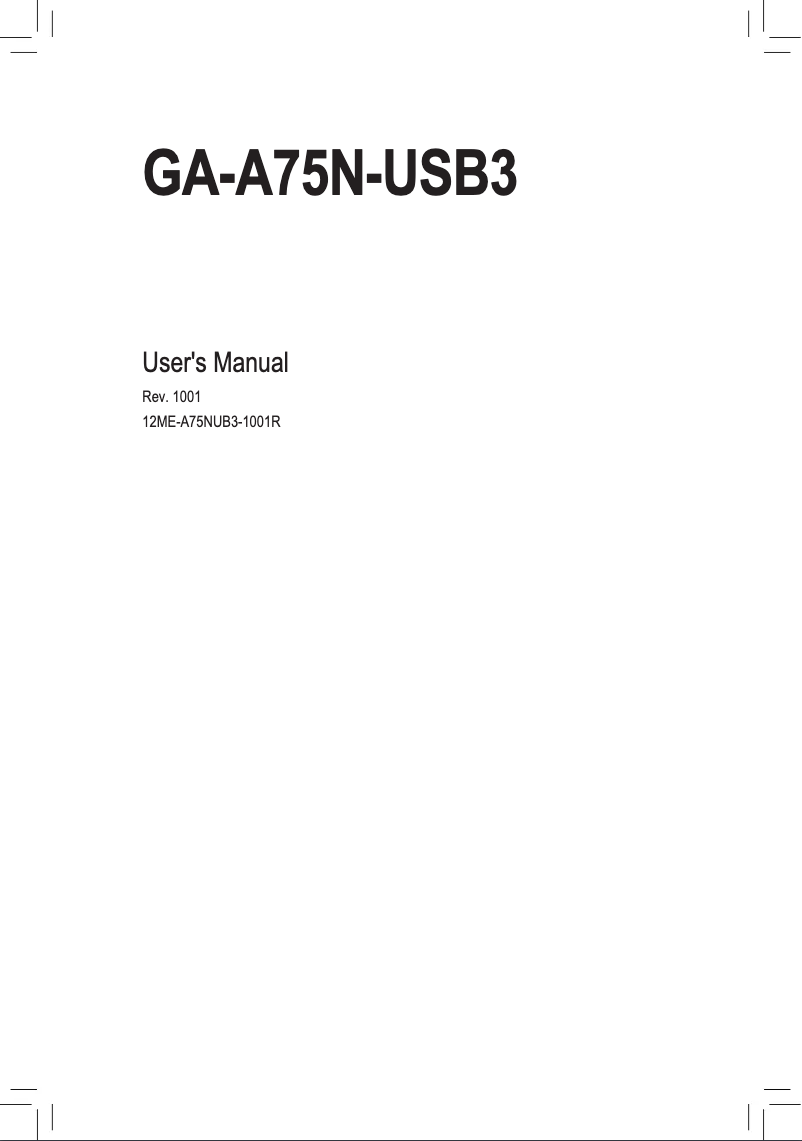Image de la première page du manuel de l'appareil GA-A75N-USB3