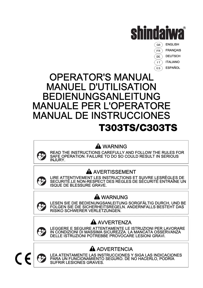 Page 1 de la notice Manuel utilisateur Shindaiwa T303TS