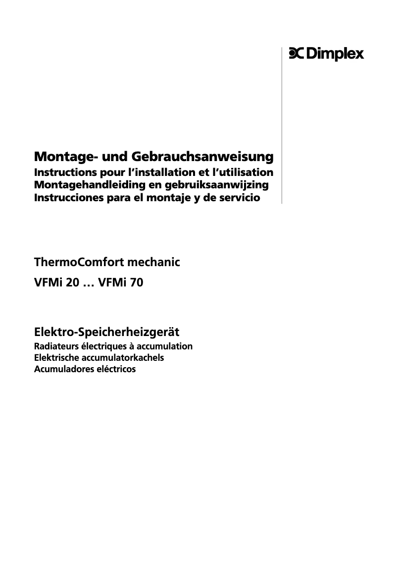 Page n°1 - Manuel utilisateur Dimplex VFMI50