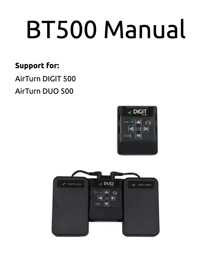 Page 1 de la notice Manuel utilisateur AirTurn DUO 500