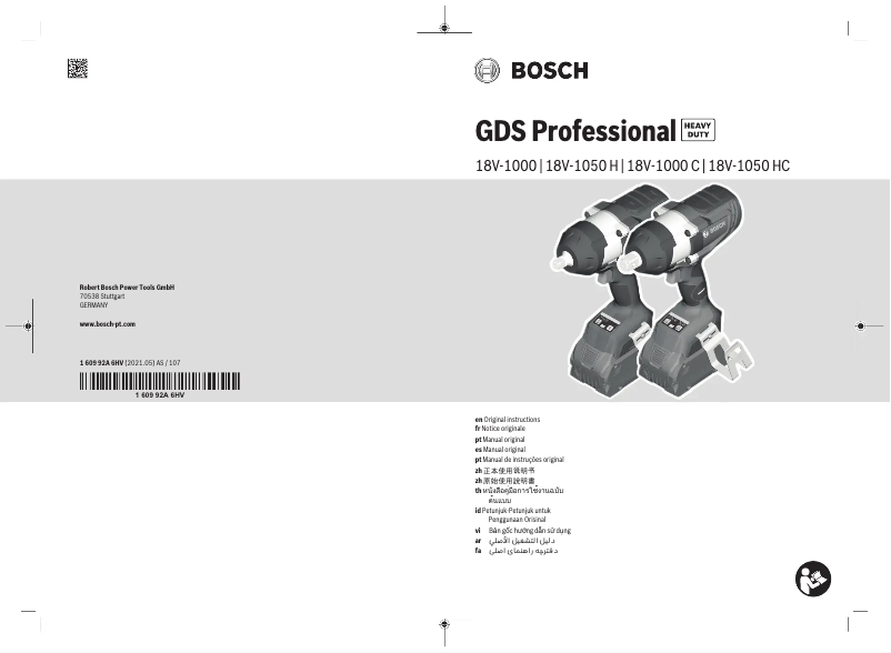 Page n°1 - Manuel utilisateur Bosch GDS 18V-1000 Professional