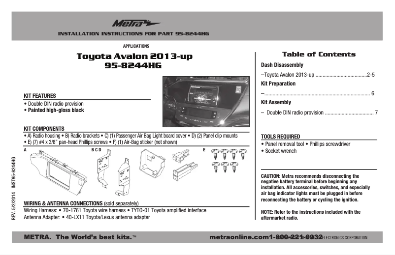 Page n°1 - Guide d'installation Metra 95-8244HG