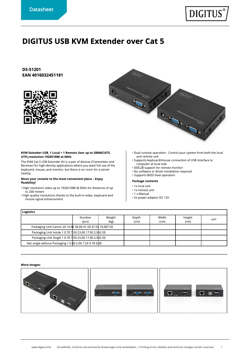 Page n°1 - Fiche technique Digitus DS-51201