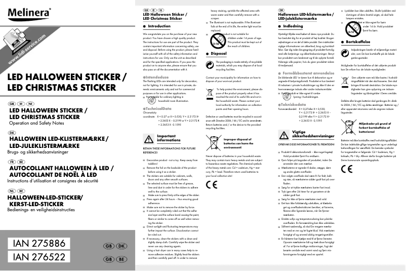 Page 1 de la notice Manuel utilisateur Melinera HG01177A