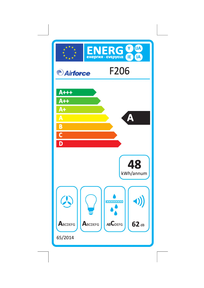 Page 1 de la notice Label énergétique Airforce F206