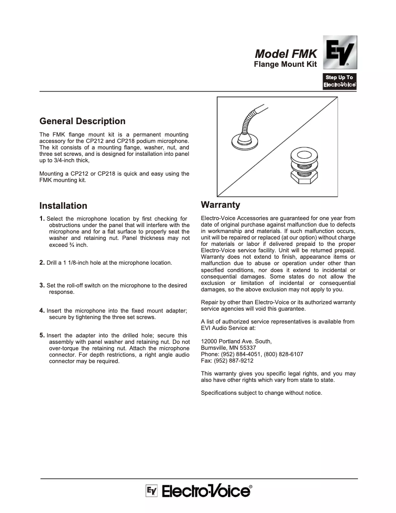 Page 1 de la notice Guide d'installation Electro-Voice EVID 6.2