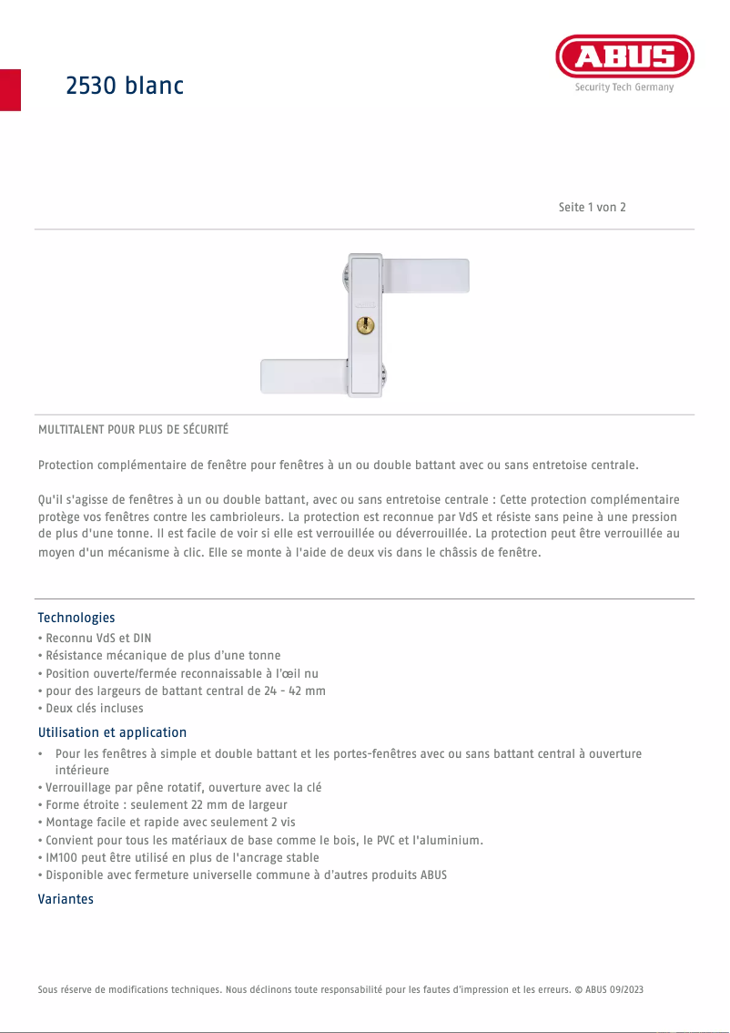 Image de la première page du manuel de l'appareil 2530