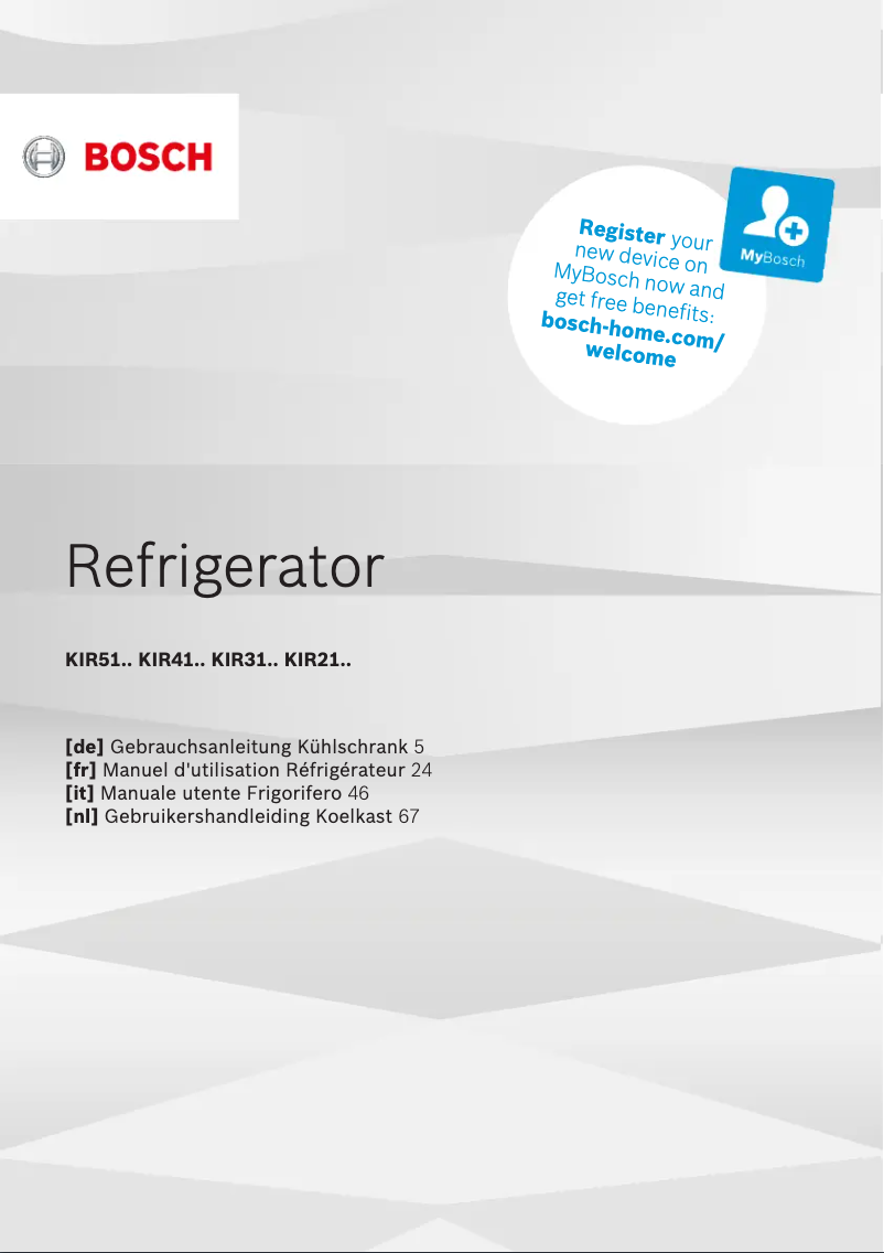 Page n°1 - Manuel utilisateur Bosch KIR21AFF0