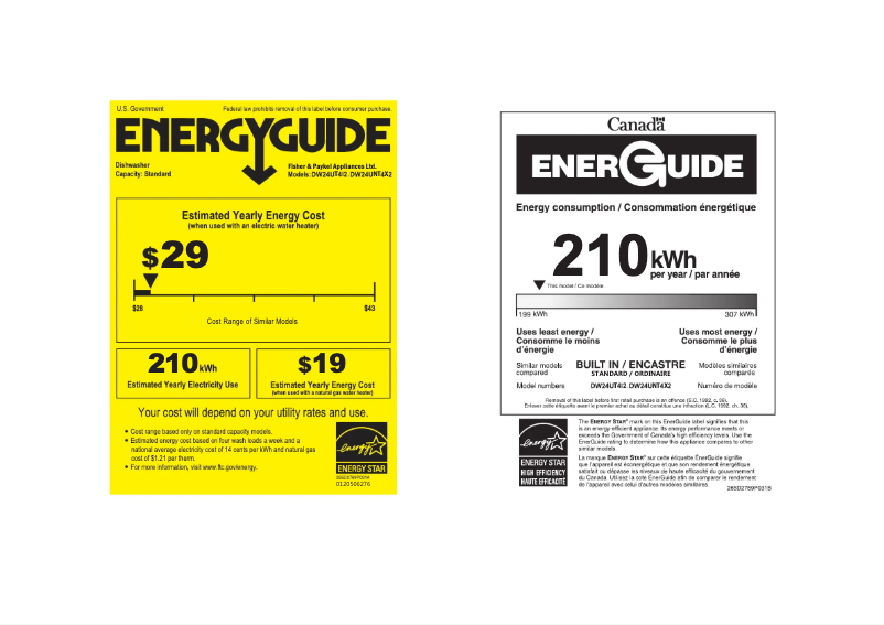 Page 1 de la notice Label énergétique Fisher & Paykel DW24UT4I2