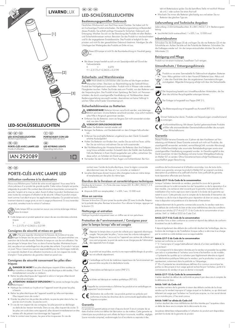 Image de la première page du manuel de l'appareil IAN 292089