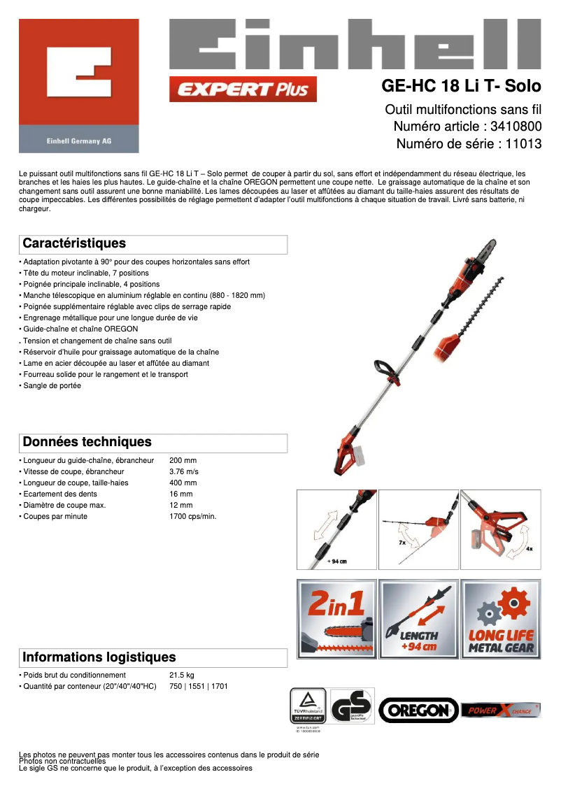 Image de la première page du manuel de l'appareil GE-HC 18 Li T