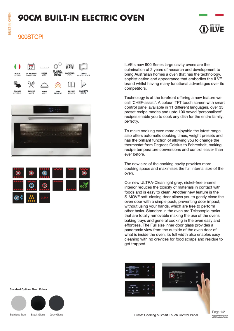 Page n°1 - Fiche technique Ilve 900STCPI
