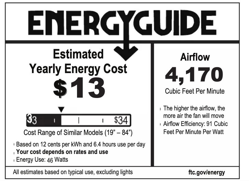 Page 1 de la notice Label énergétique Hunter Key Biscayne 59135
