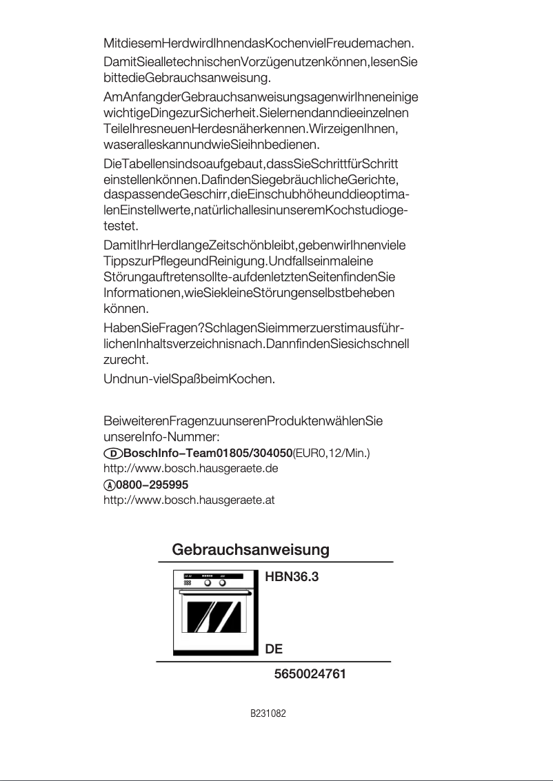 Page 1 de la notice Manuel utilisateur Bosch HBN3663