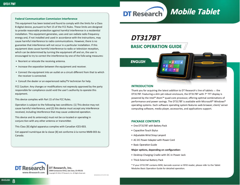 Page n°1 - Manuel utilisateur DT Research DT317BT