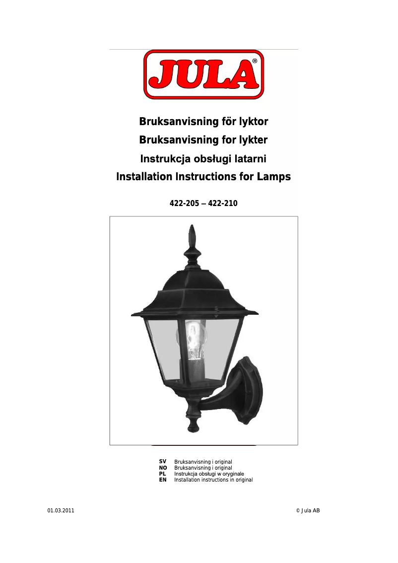 Page n°1 - Manuel utilisateur Anslut 422-210