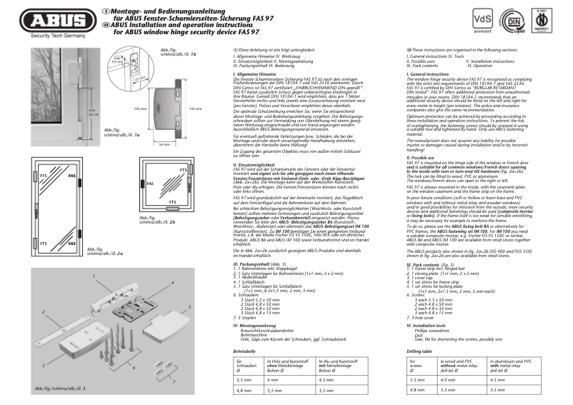 Page 1 of the manual Instruction Manual Abus FAS 97