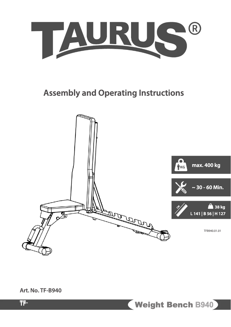 Página 1 del manual Manual de usuario Taurus Weight Bench B940