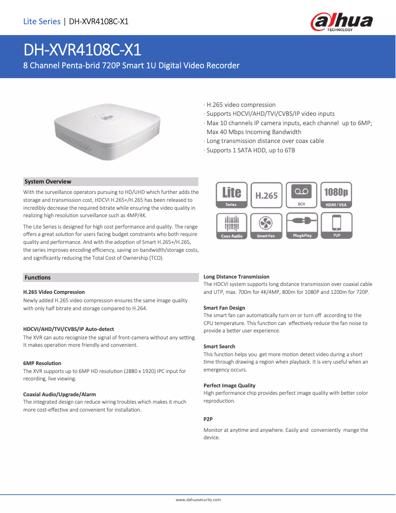 Image de la première page du manuel de l'appareil XVR4108C-X1