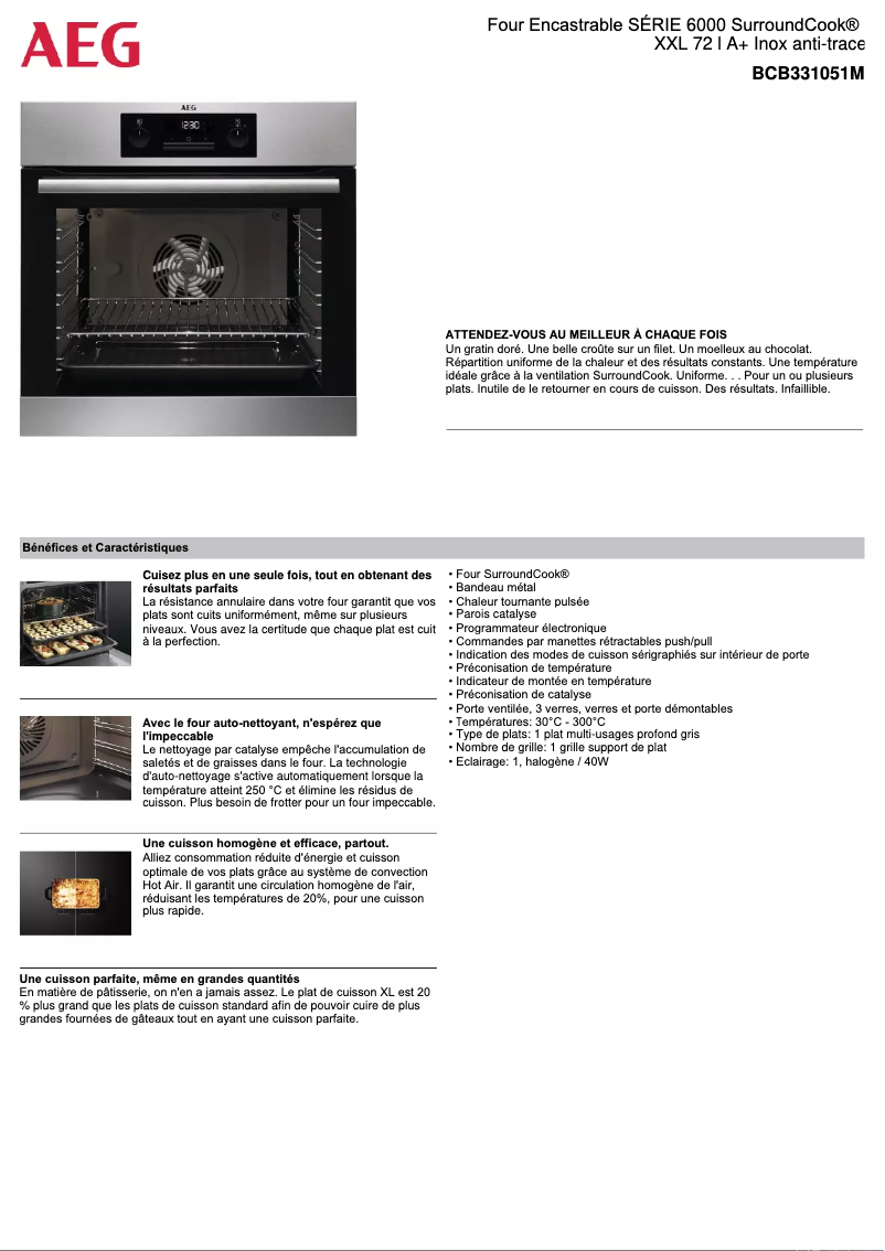 Page 1 de la notice Fiche technique AEG BCB331051M