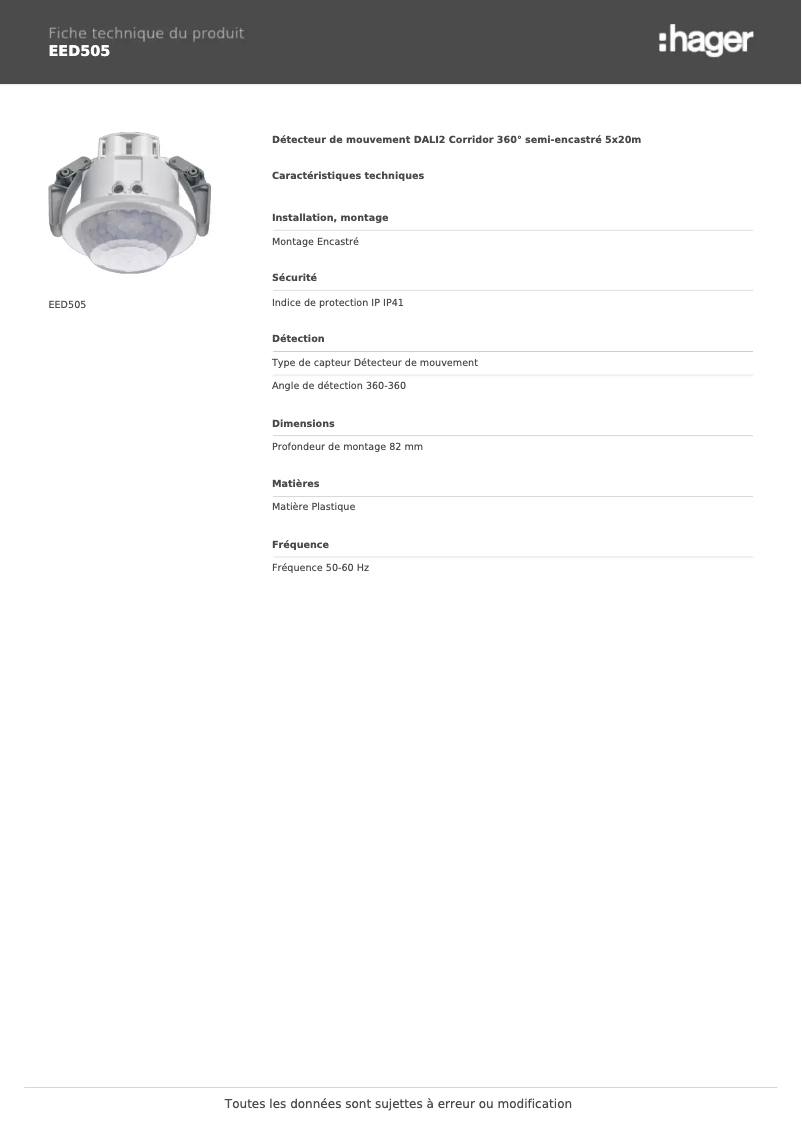 Image de la première page du manuel de l'appareil EED505