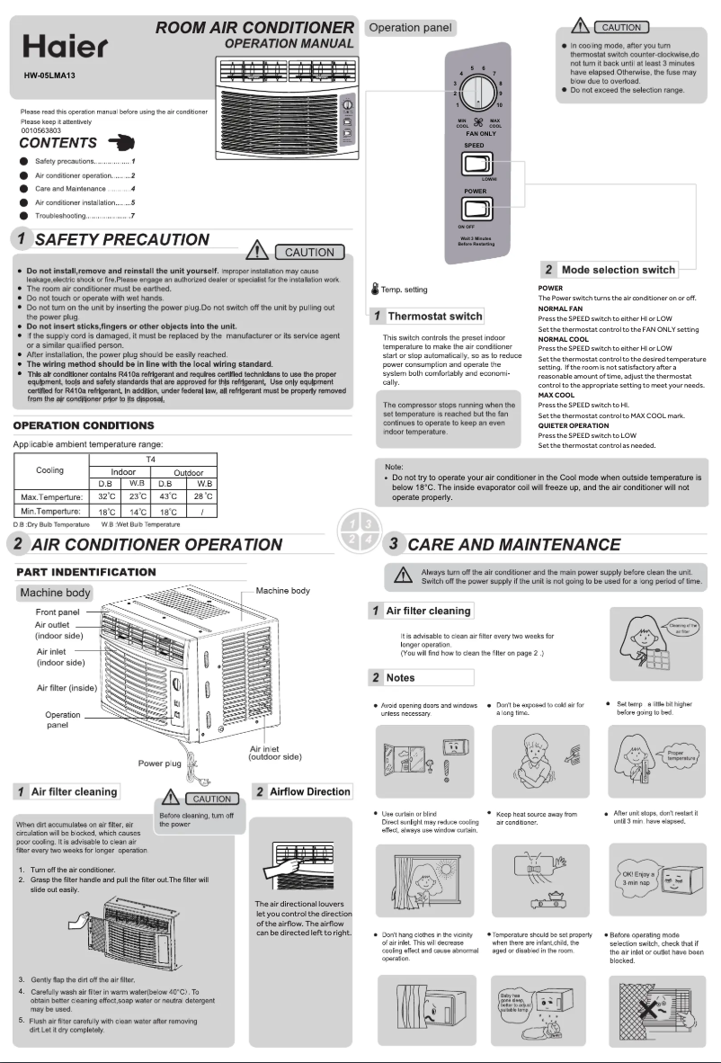 Page 1 de la notice Manuel utilisateur Haier HW-05LMA13
