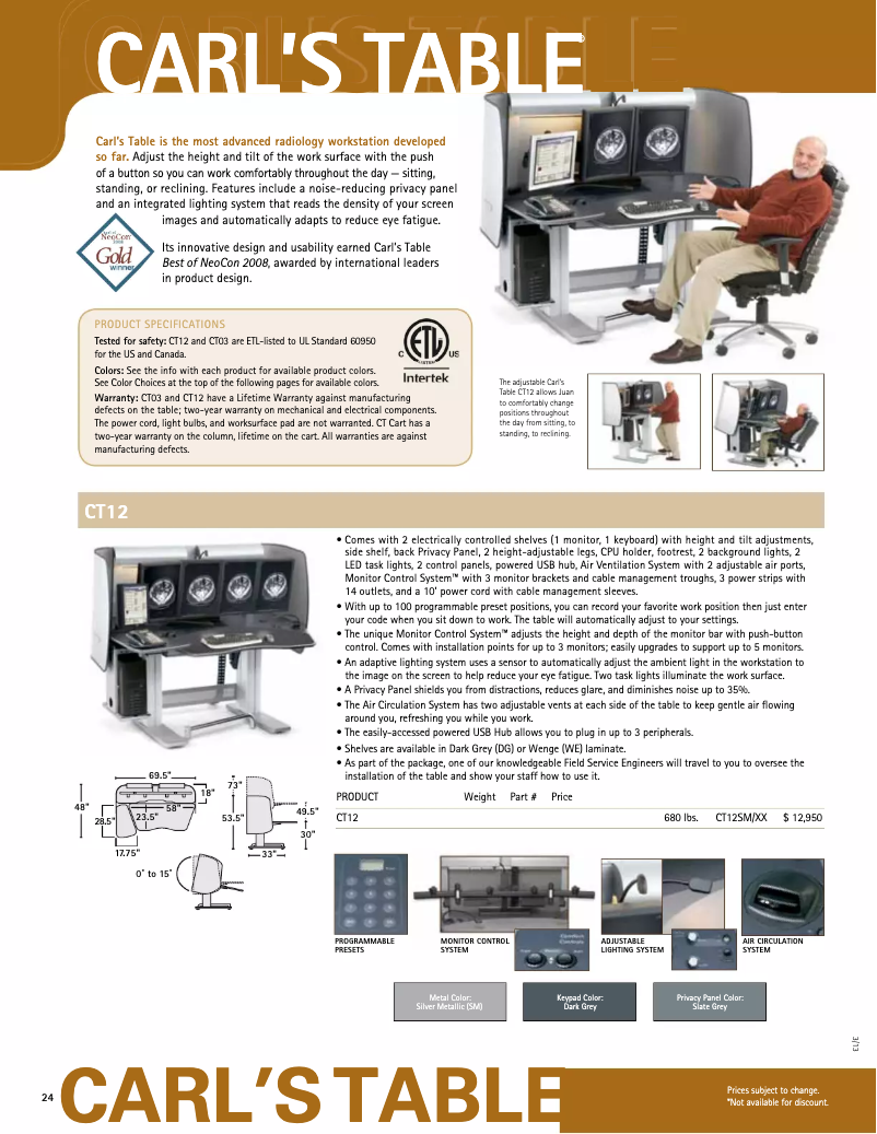 Page 1 de la notice Manuel utilisateur Anthro CT Cart Light
