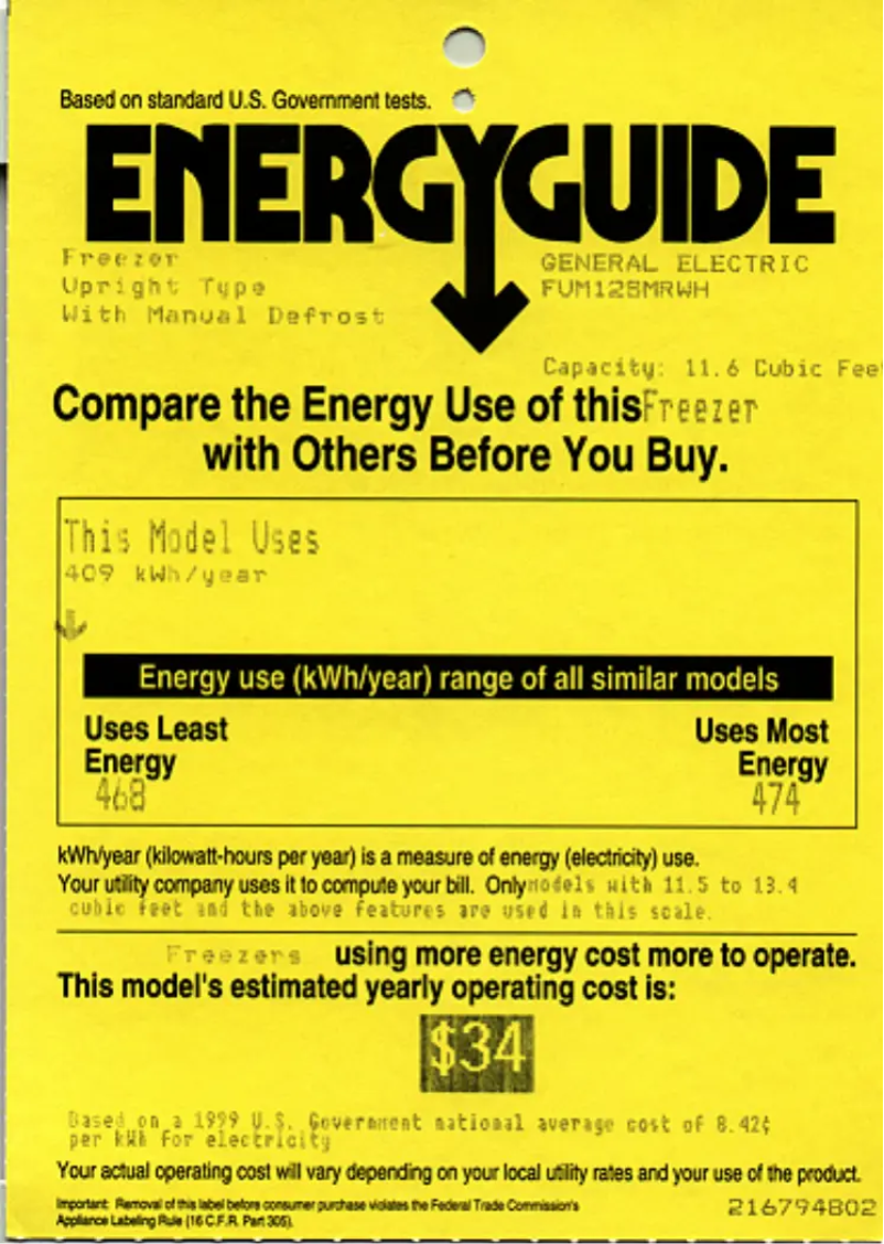 Página 1 del manual Etiqueta energética GE FUM12SMRWH