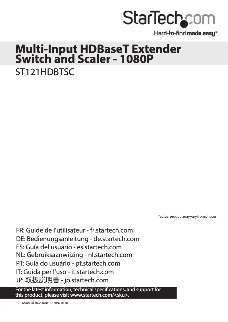 Page n°1 - Manuel utilisateur StarTech.com ST121HDBTSC
