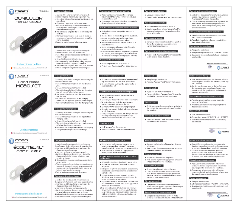 Image de la première page du manuel de l'appareil TE.03.0137.01