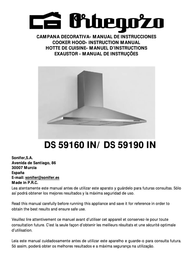 Image de la première page du manuel de l'appareil DS 59190 IN