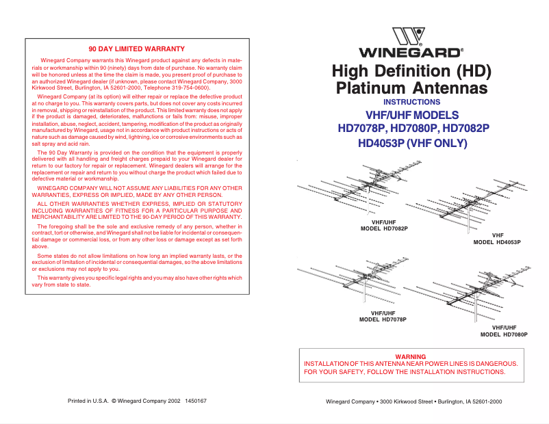 First page image of the manual for HD7082