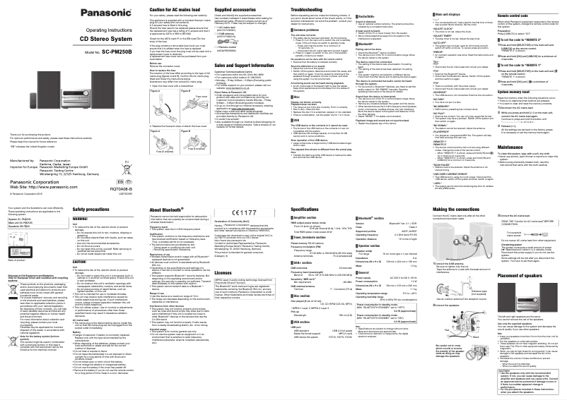 Page 1 de la notice Manuel utilisateur Panasonic SC-PM250EB