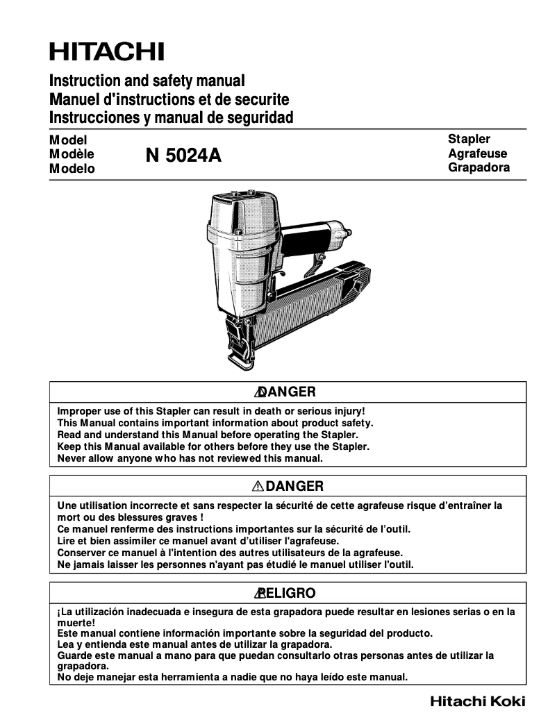 Page n°1 - Manuel utilisateur Hitachi N5024A