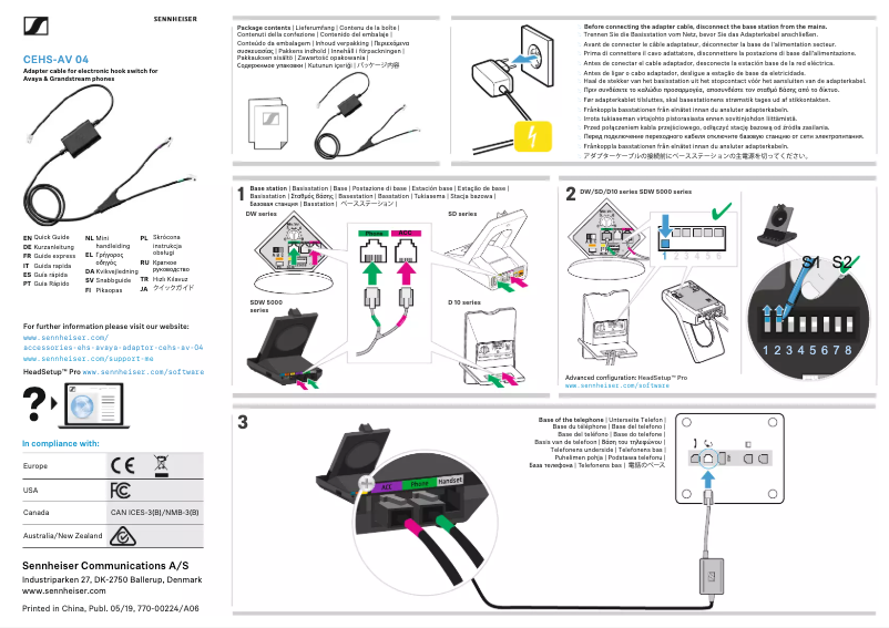 Page 1 de la notice Manuel utilisateur Sennheiser CEHS-AV 04
