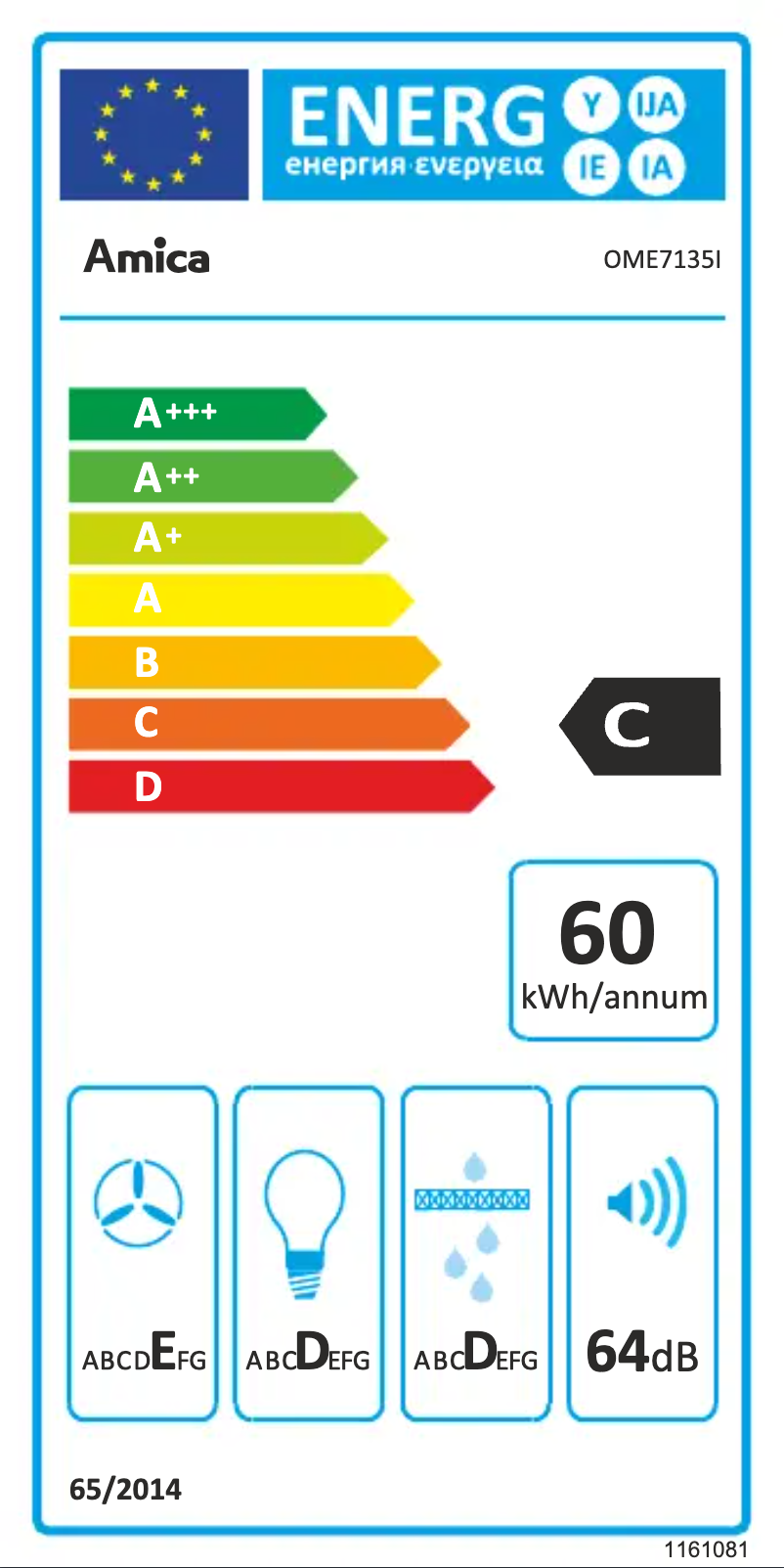 Página 1 del manual Etiqueta energética Amica OME 7135 I