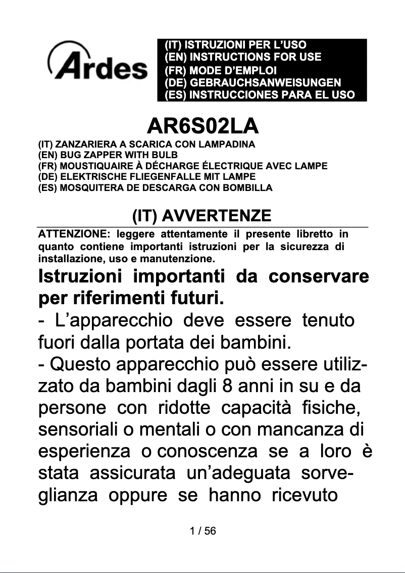 Page 1 de la notice Instructions / montage Ardes AR6S02LA