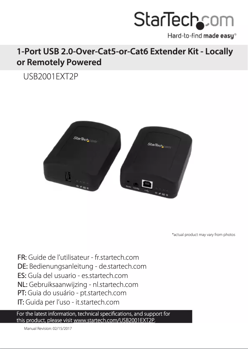 Page 1 de la notice Manuel utilisateur StarTech.com USB2001EXT2P