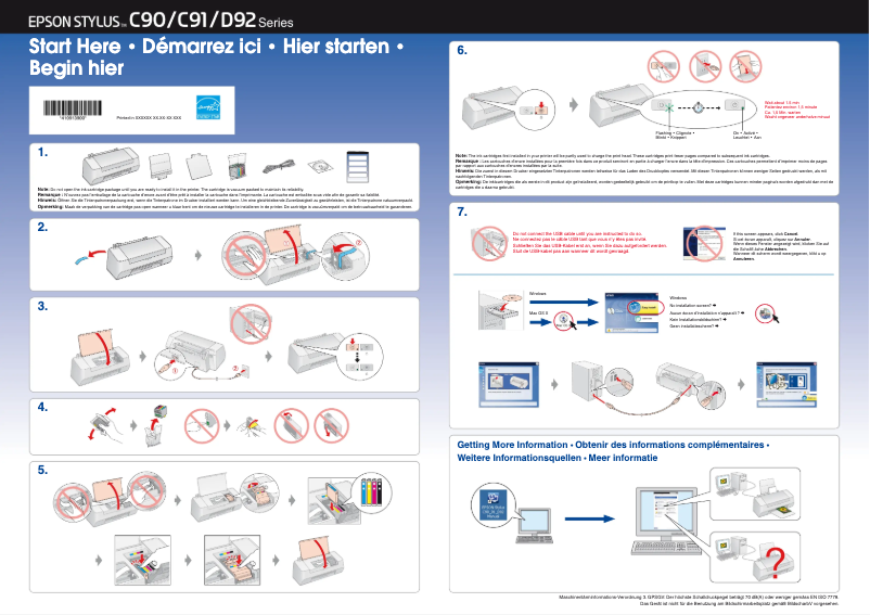Imagen de la primera página del manual del dispositivo Stylus D92