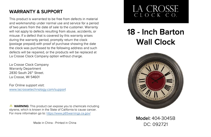 Page 1 de la notice Manuel utilisateur La Crosse Technology 404-3045B