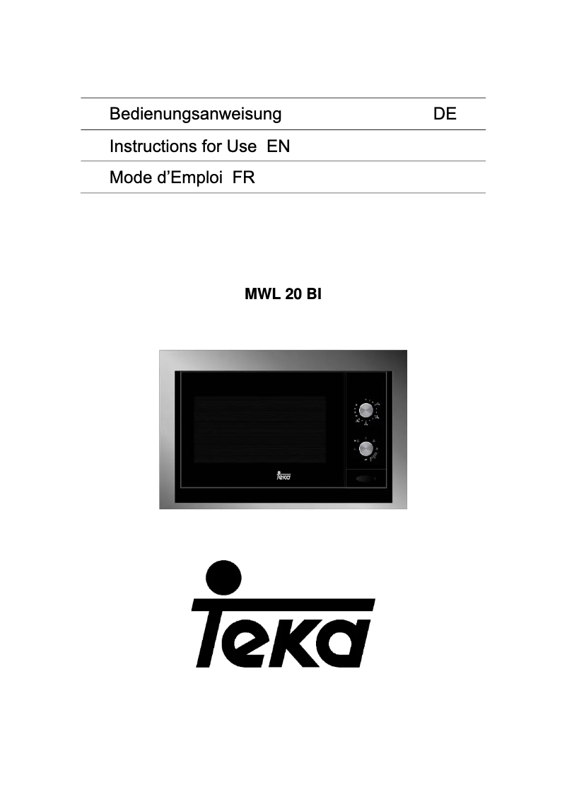 Page 1 de la notice Mode d'emploi Teka MWL 20 BI