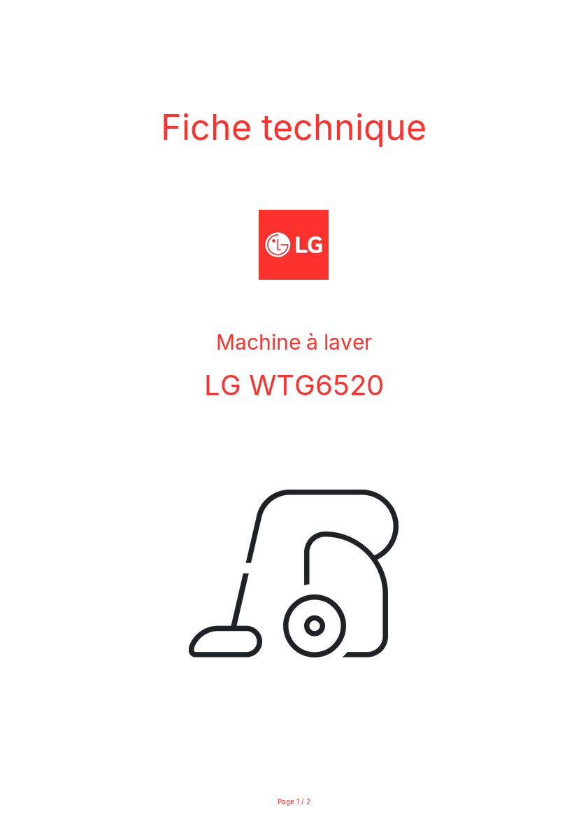 Page n°1 - Fiche technique LG WTG6520