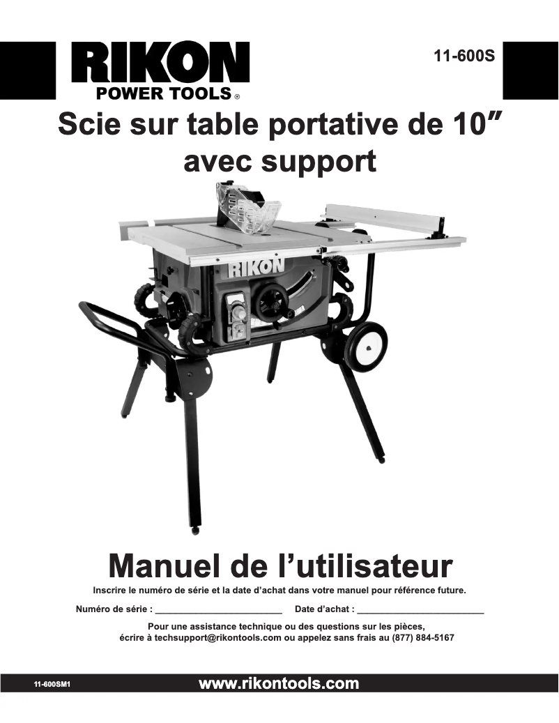 Page n°1 - Manuel utilisateur RIKON 11-600S