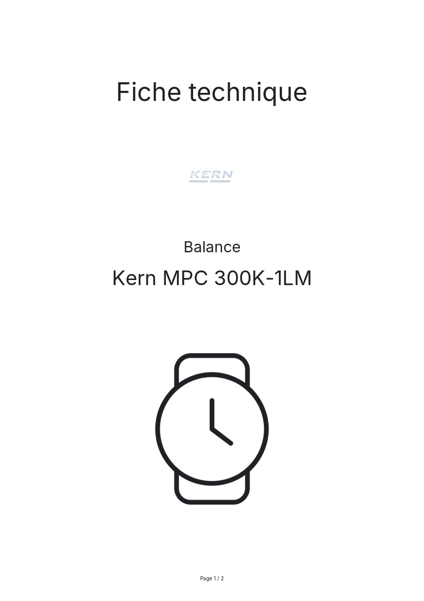 Page n°1 - Fiche technique Kern MPC 300K-1LM