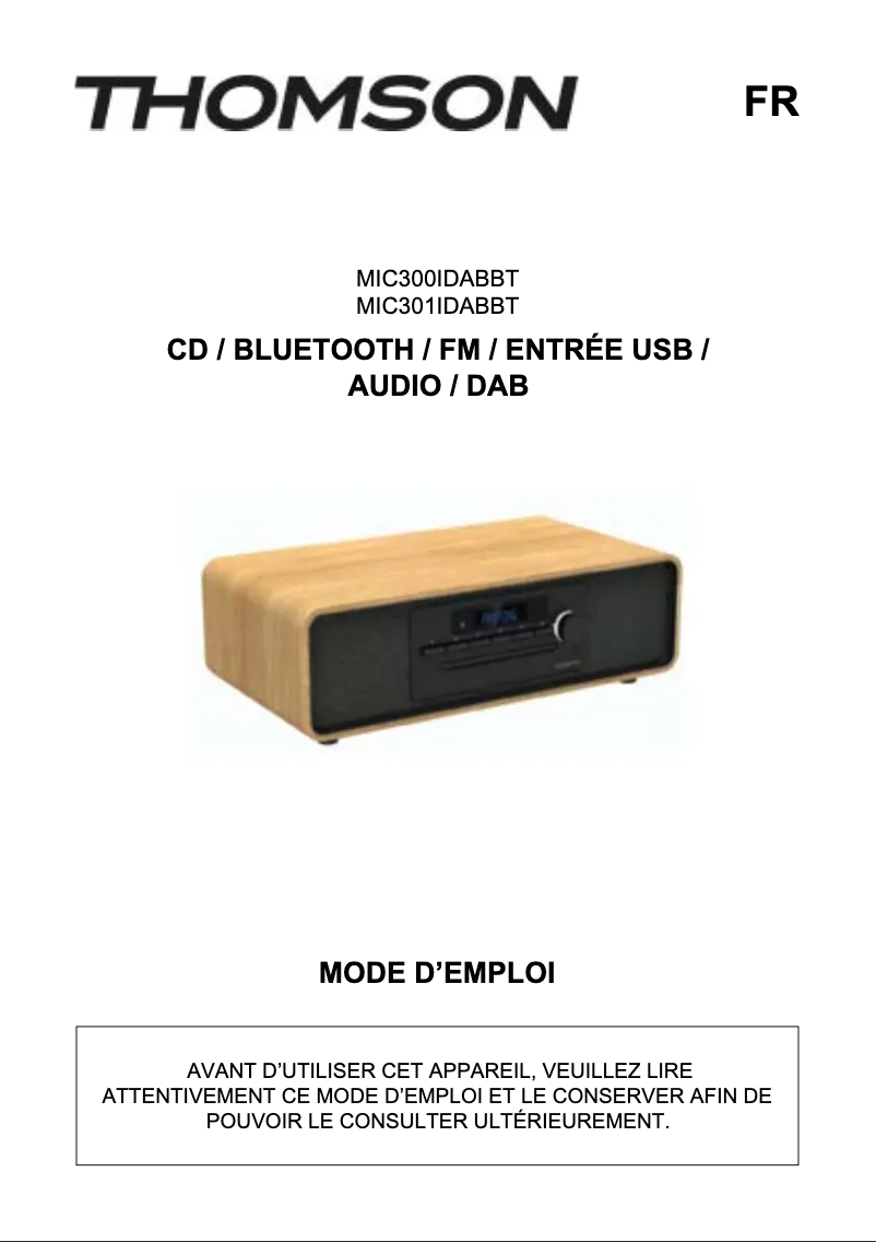 Page n°1 - Manuel utilisateur Thomson MIC301IDABBT