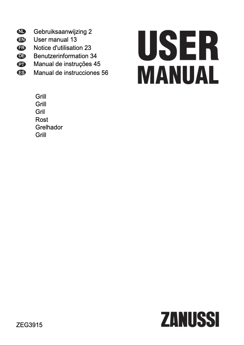 Image de la première page du manuel de l'appareil ZEG3915IXA