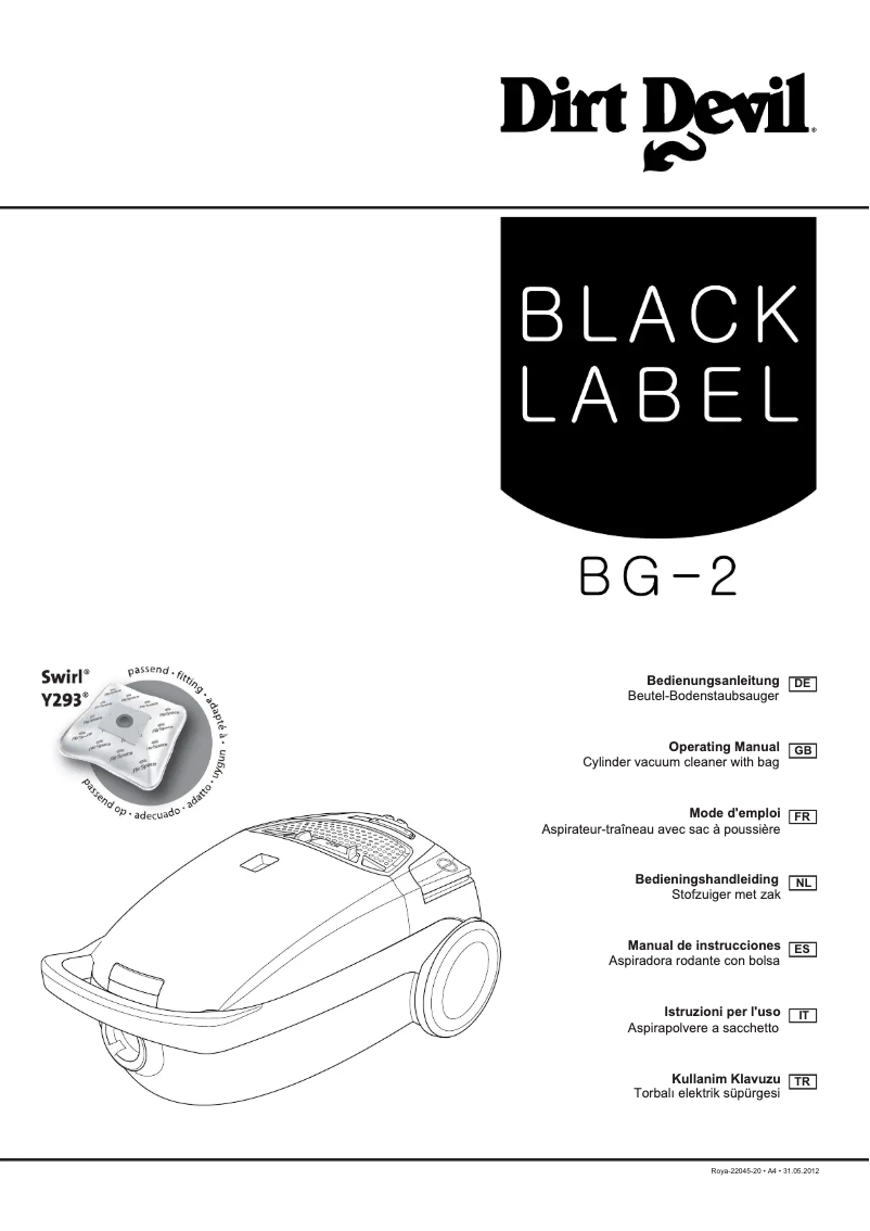 Page 1 de la notice Manuel utilisateur Dirt Devil M 3210 BG 2